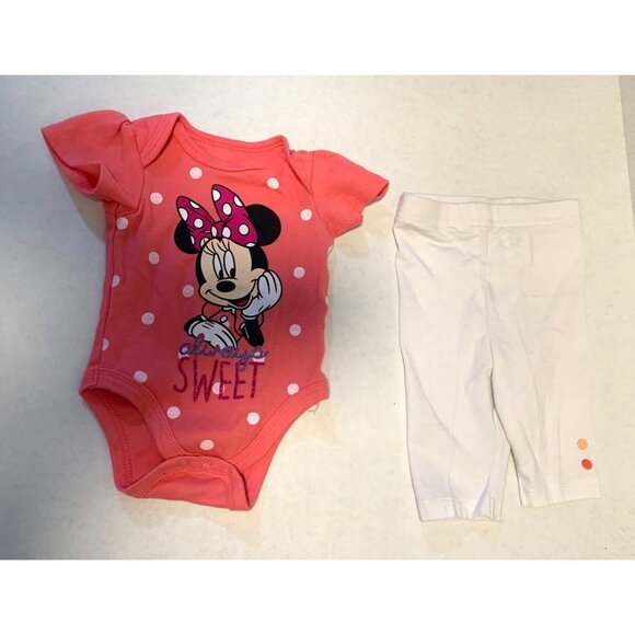 Disney Girls Infant baby Sz Newborn 2 Piece Set outfit 1 Piece Bodysuit leggings - Picture 1 of 4